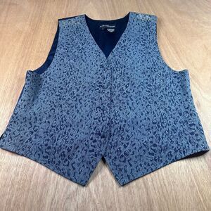 Liz Claiborne Collection 16 Blue Jacquard Vest Back Tie Career